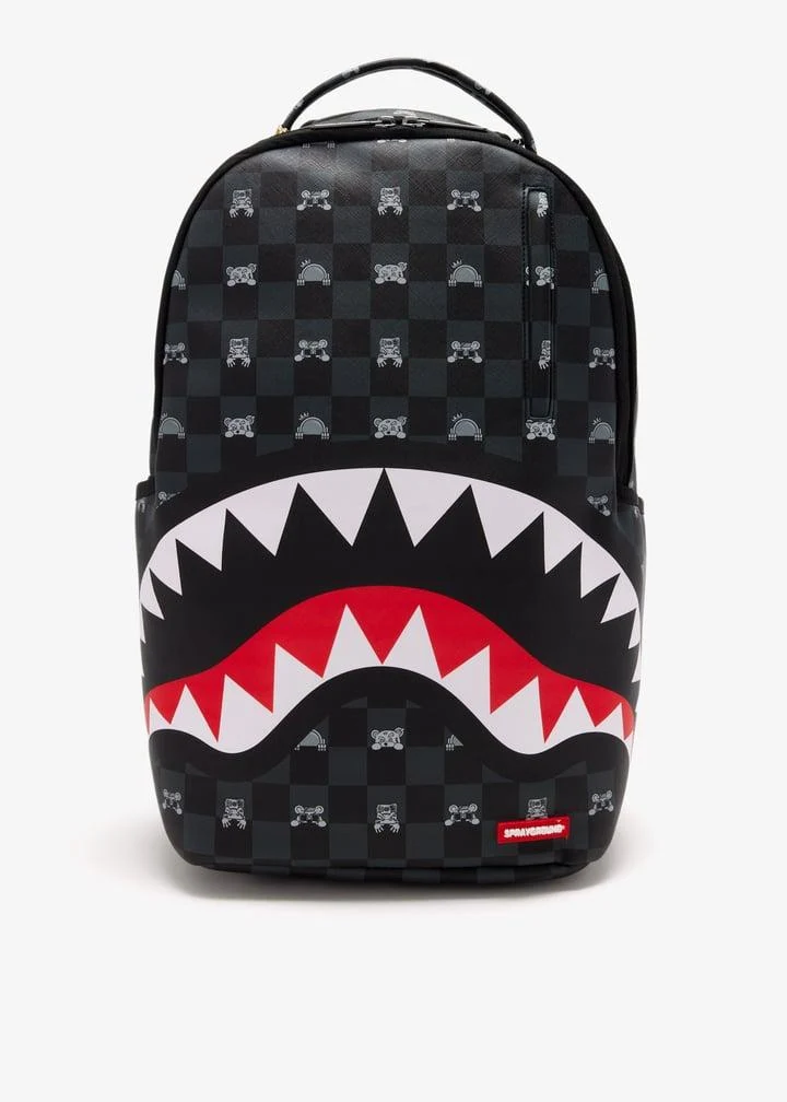 SPRAYGROUND GRAY PEEKING CHARACTERCHECK BACKPACK
