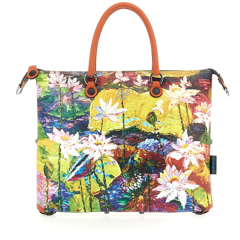 Borsa Donna a Mano con Tracolla GABS G3 PLUS Trip in Pelle stampa Fiori Impressionisti in Fiera Large