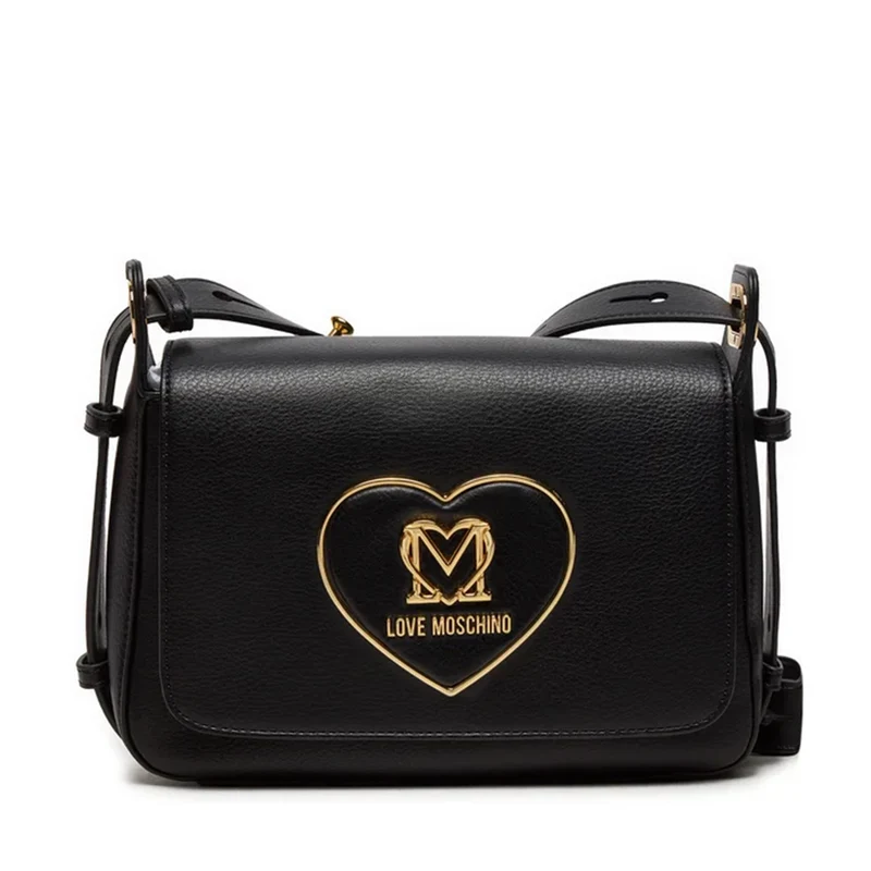 Borsa Donna a Tracolla LOVE MOSCHINO linea Heart Plaque Nera con Logo