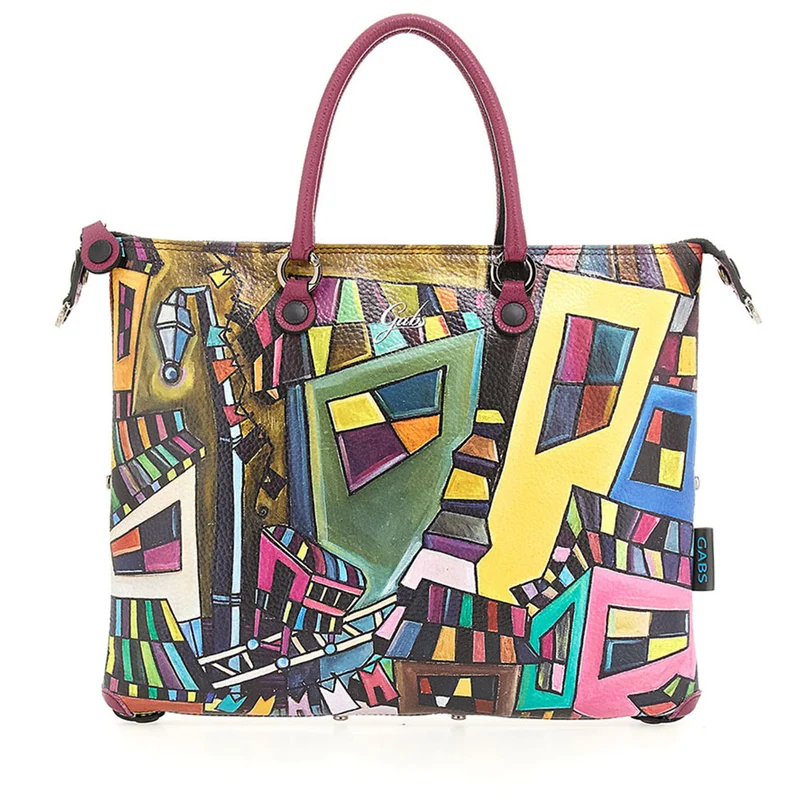 Borsa Donna a Mano con Tracolla GABS G3 PLUS Trip in Pelle stampa Murales Geometrico Large