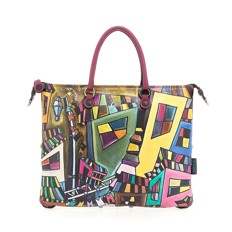 Borsa Donna a Mano con Tracolla GABS G3 PLUS in Pelle stampa Murales Geometrico Media