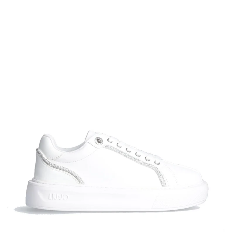 Scarpe Donna LIU JO Kylie 31 Sneakers Platform in Pelle Bianca con Profili in Strass