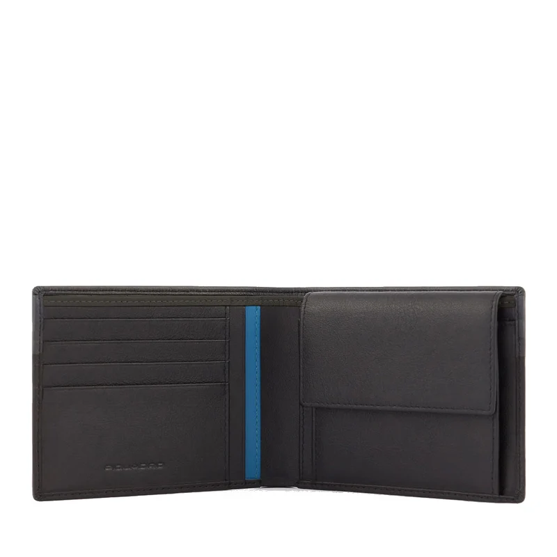 Portafoglio Piquadro Uomo con Portamonete in Pelle Colore Nero - Grigio Linea Urban - PU257UB00R