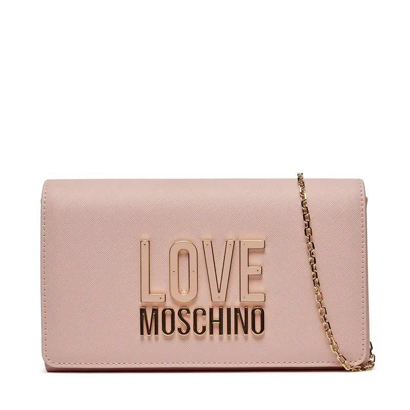 Clutch Donna con Tracolla LOVE MOSCHINO linea Smart Daily Jelly Logo Rosa Cipria