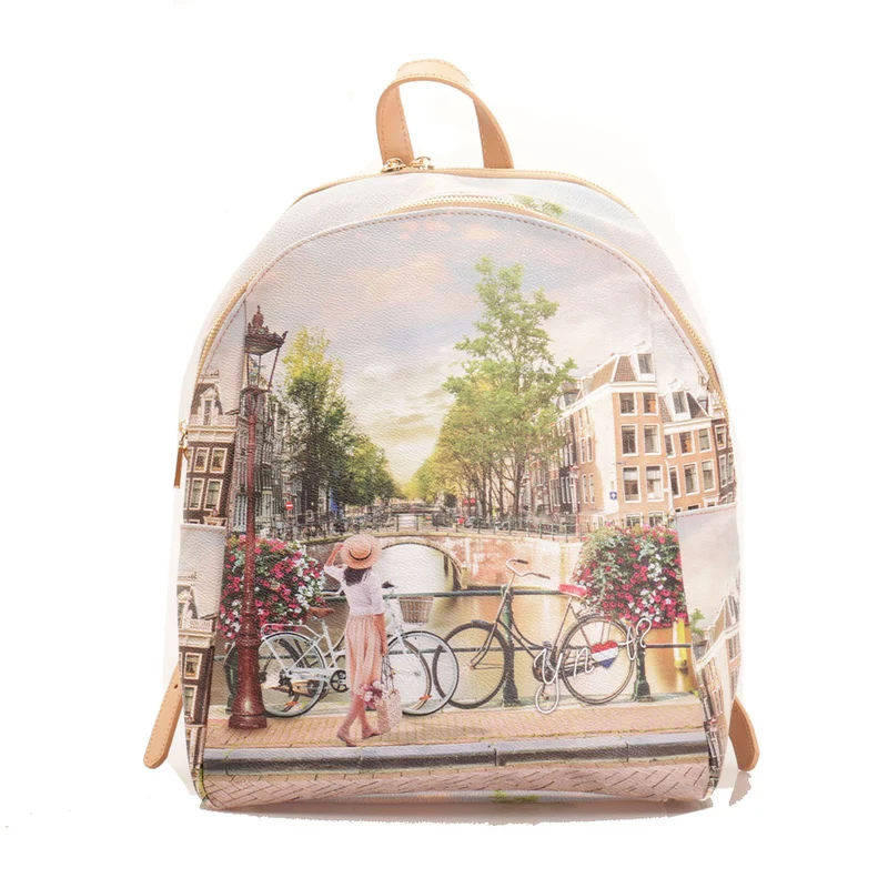 Zaino Donna Y NOT con Due Scomparti YES-601 Stampa Bicycles