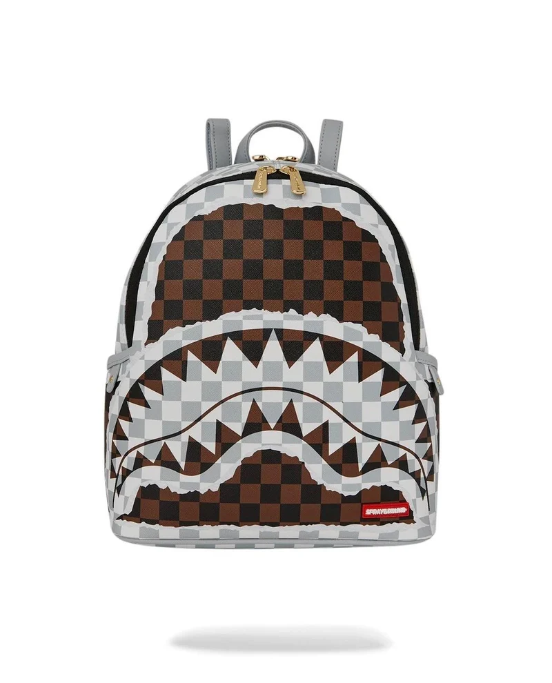 SPRAYGROUND CREAM BROWN TEAR CHECK SAVAGE BACKPACK