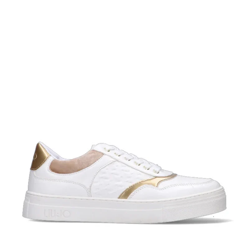 Scarpe Donna LIU JO Sneakers Alicia 633 Bianche con Inserti Oro