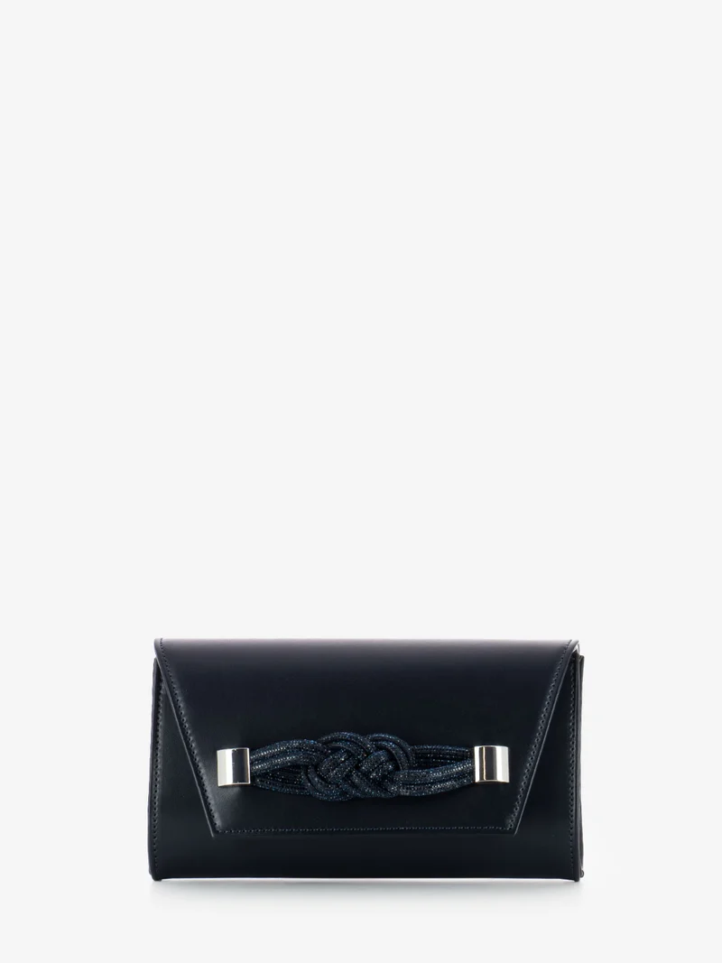 Pochette soft con fiocco strass blu