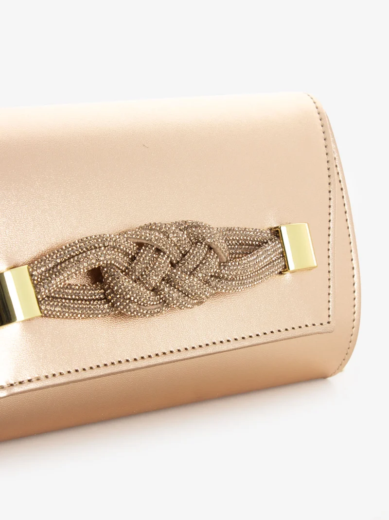 Pochette soft con fiocco strass rame