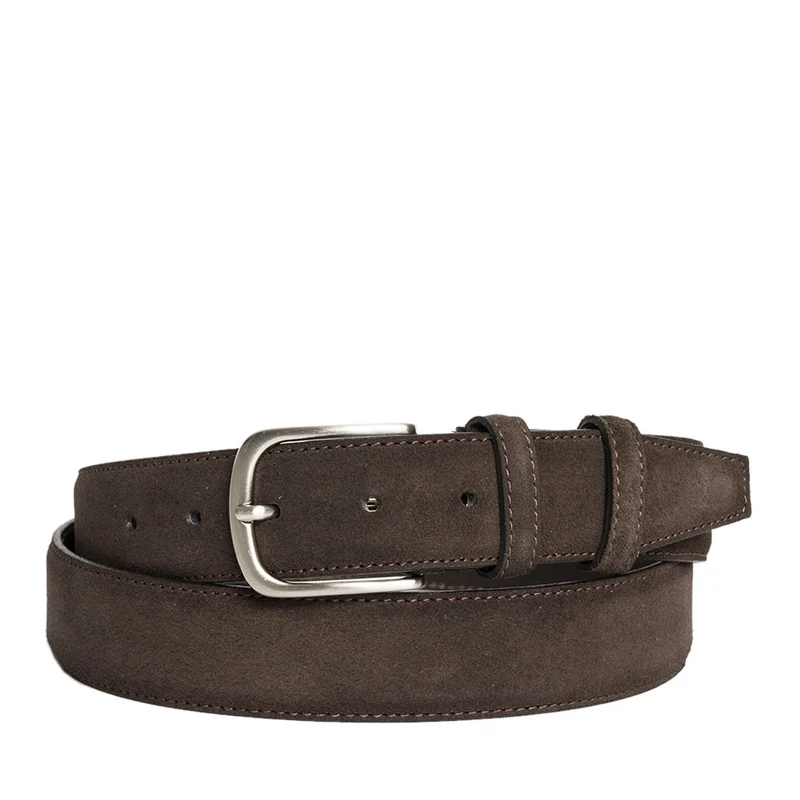 Cintura Uomo in Camoscio Marrone Scuro 3,5cm - Made in Italy