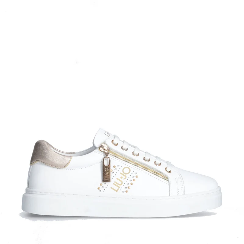 Scarpe LIU JO Iris 10 Sneakers in Pelle Bianca con Zip Laterale