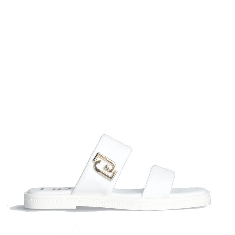 Ciabatte Flat LIU JO Iman 01 in Pelle Bianca