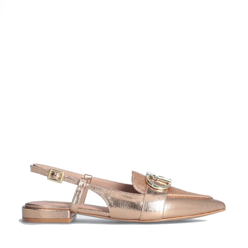 Scarpe Donna LIU JO Viola 09 Slingback Metallizzata con Logo color Oro Rosa