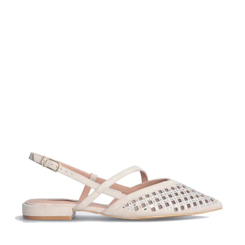 Scarpe Donna LIU JO Viola 08 Slingback in Suede Sabbia con Strass