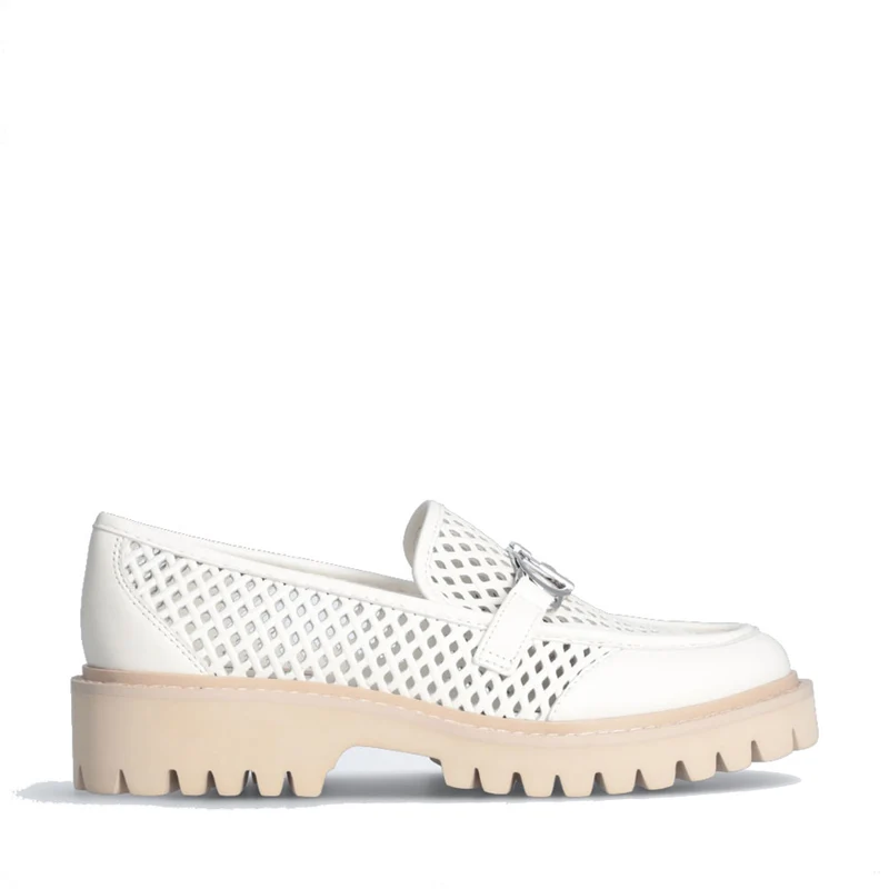 Scarpe Donna LIU JO Cora 02 Mocassino in Pelle Traforata Bianca