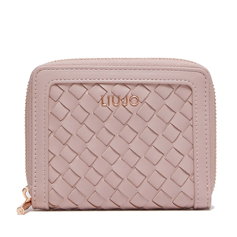 Portafoglio Donna Piccolo Zip Around LIU JO Intrecciato Rosa Antico