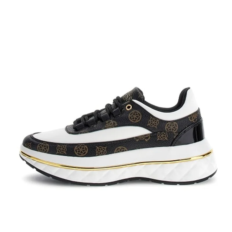 Scarpe Donna GUESS Sneakers Linea Kyra Colore White - Brown Ocra