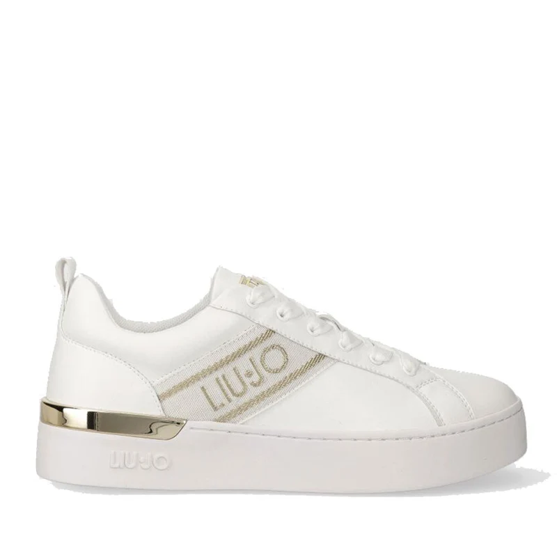 Scarpe Donna LIU JO Sneakers Silvia 86 Bianche con Logo Jacquard BF3005
