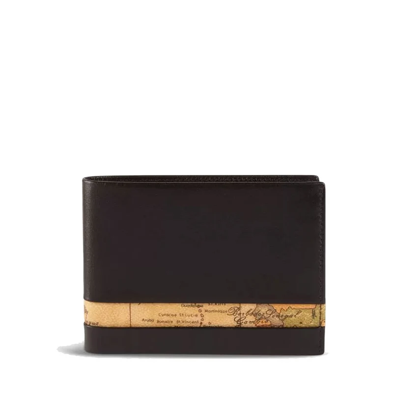Portafoglio Uomo con Portamonete 1A Classe Alviero Martini in Pelle Nera con Inserto Geo Classic W143
