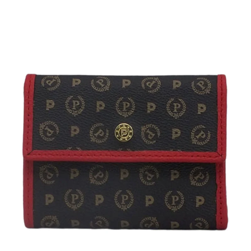 Portafoglio Donna Piccolo con Bottone POLLINI linea Heritage Logo Classic Nero e Lacca
