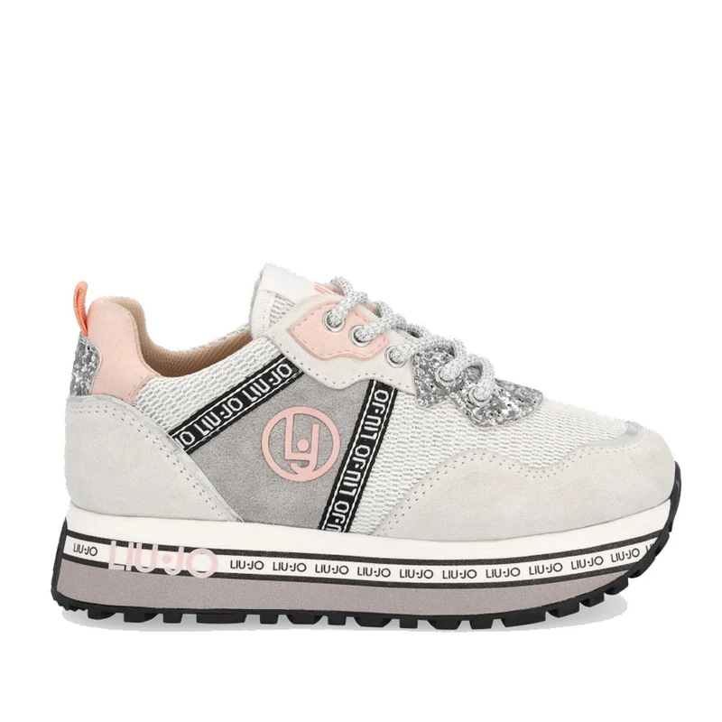 Scarpe Junior LIU JO linea Maxi Wonder 3 Sneakers Platform in Suede e Mesh Bianco
