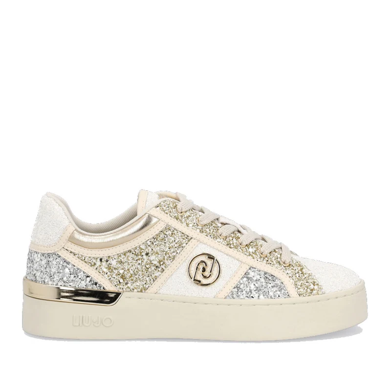 Scarpe Donna LIU JO Sneakers con Glitter Multicolor Bianco Oro e Argento