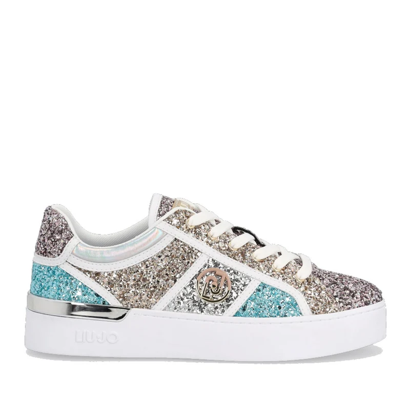 Scarpe Donna LIU JO Sneakers con Glitter Multicolor Rosa Argento e Turchese