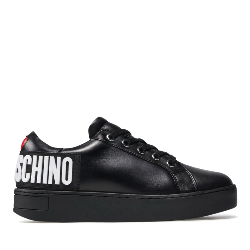 Scarpe Donna LOVE MOSCHINO Sneakers in Pelle Nera con Maxi Logo sul Tallone