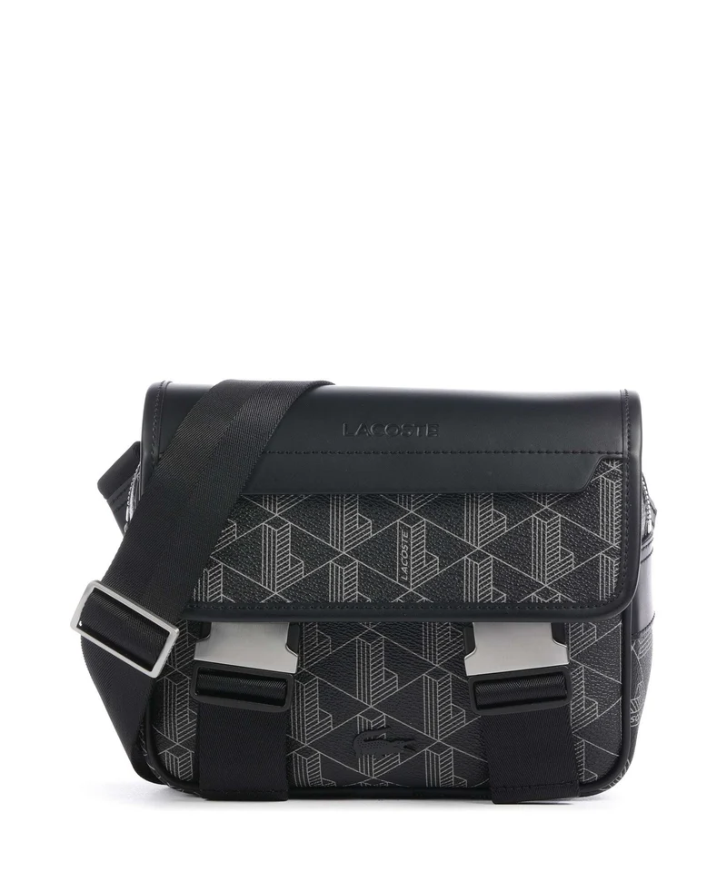 Lacoste The Blend Borsa a tracolla monogram noir/gris