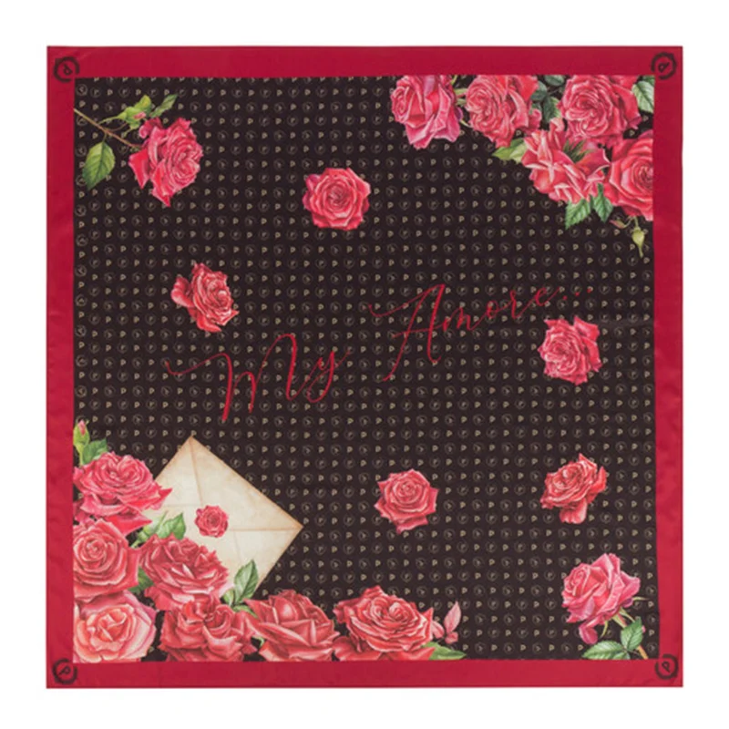 Foulard Donna POLLINI stampa Heritage My Amore Nero Rosso