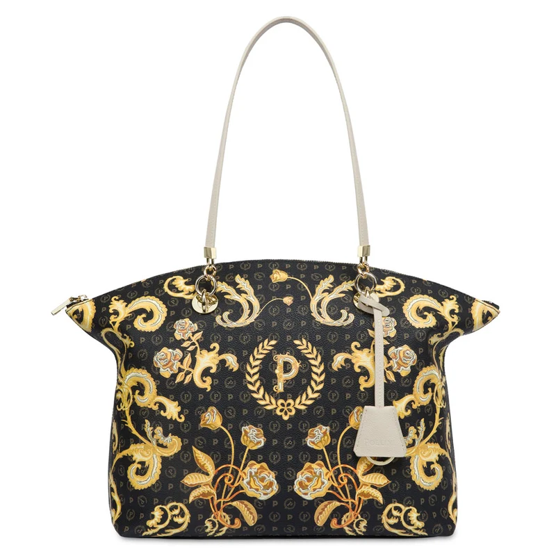 Borsa Donna Shopping POLLINI Linea Heritage Queen For A Day Nero Avorio