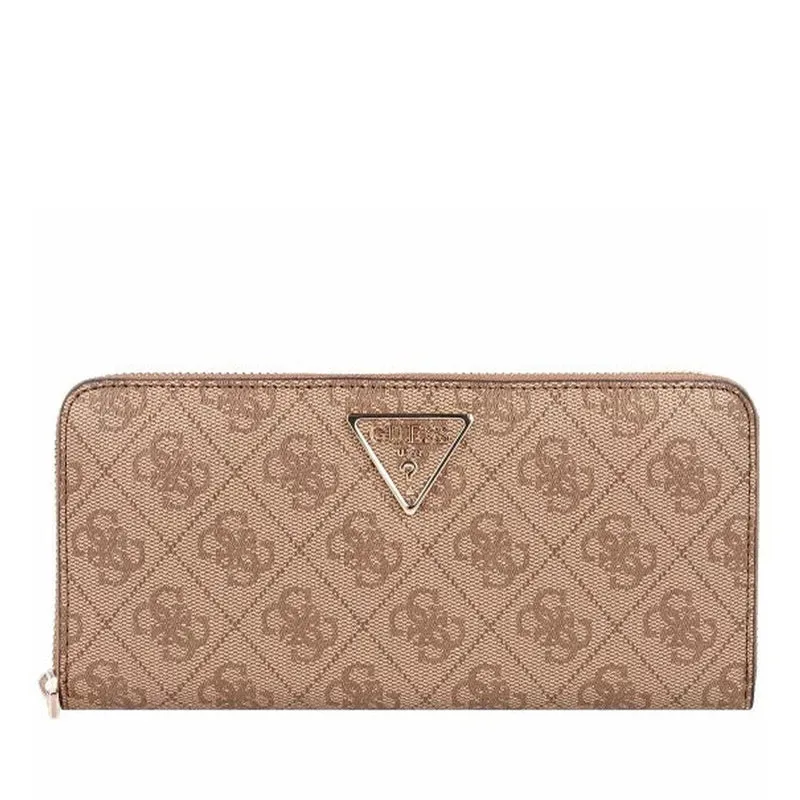 Portafoglio GUESS Chiuso con Zip Linea Laurel colore Latte Logo