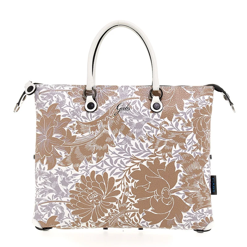 Borsa Donna a Mano con Tracolla GABS G3 PLUS Holiday in Pelle stampa Peonia Toni Beige Media