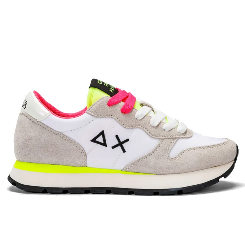 Scarpe Donna Sun68 Sneakers Ally Solid Nylon Bianco - Giallo Fluo - Z34201