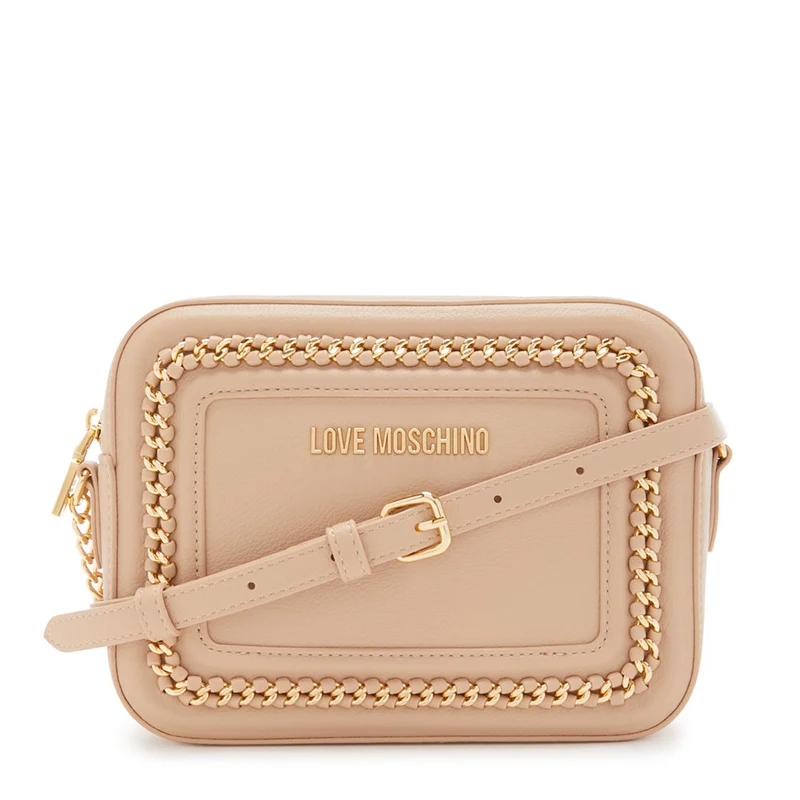 Borsa Donna a Tracolla LOVE MOSCHINO con Catena Gioiello color Nude