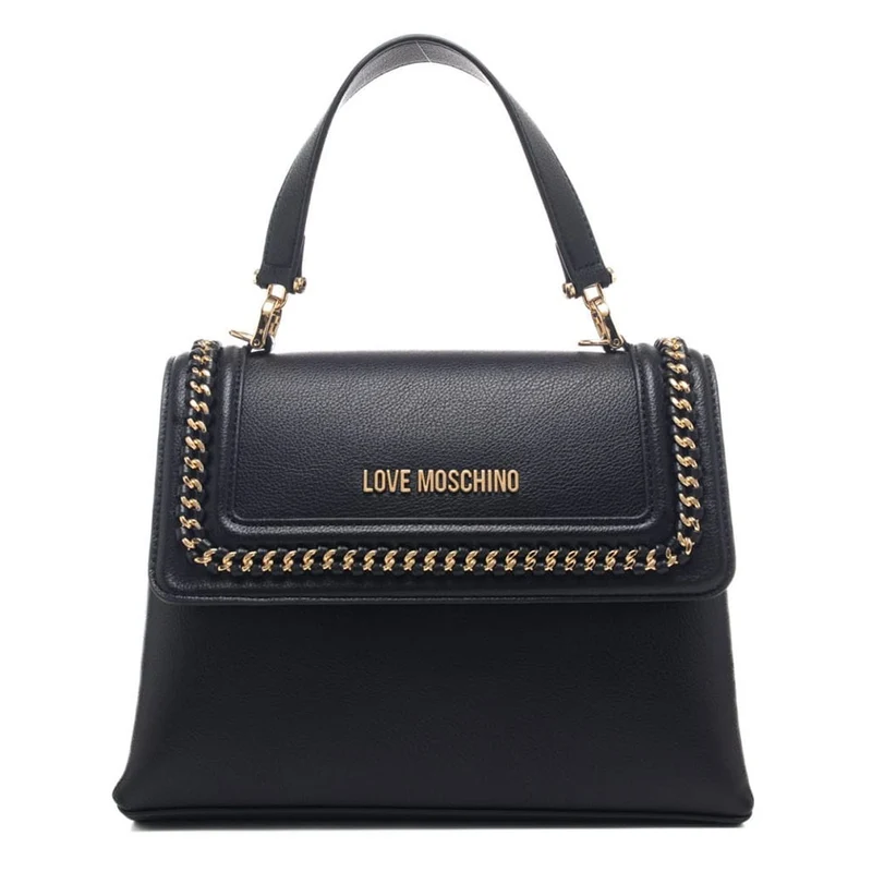 Borsa Donna a Mano con Tracolla LOVE MOSCHINO Nera con Catena Gioiello