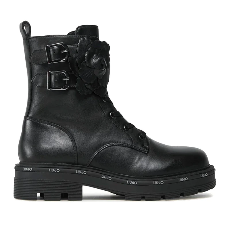 Scarpe LIU JO Taylor 626 Anfibi in Pelle con Fiore