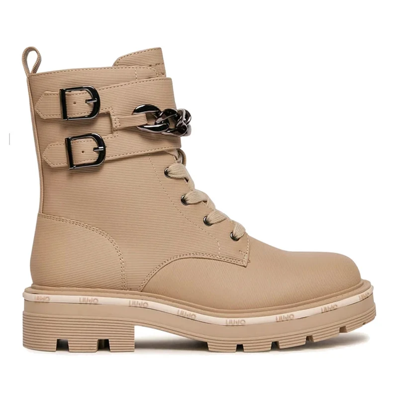 Scarpe LIU JO Taylor 625 Anfibi Sand con Cinturino con Catena Gioiello