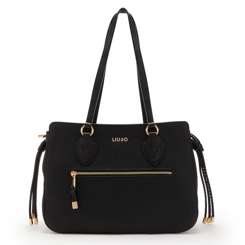 Borsa Donna Shopping LIU JO Better Ecosostenibile Effetto Bottalato Nero AF3158