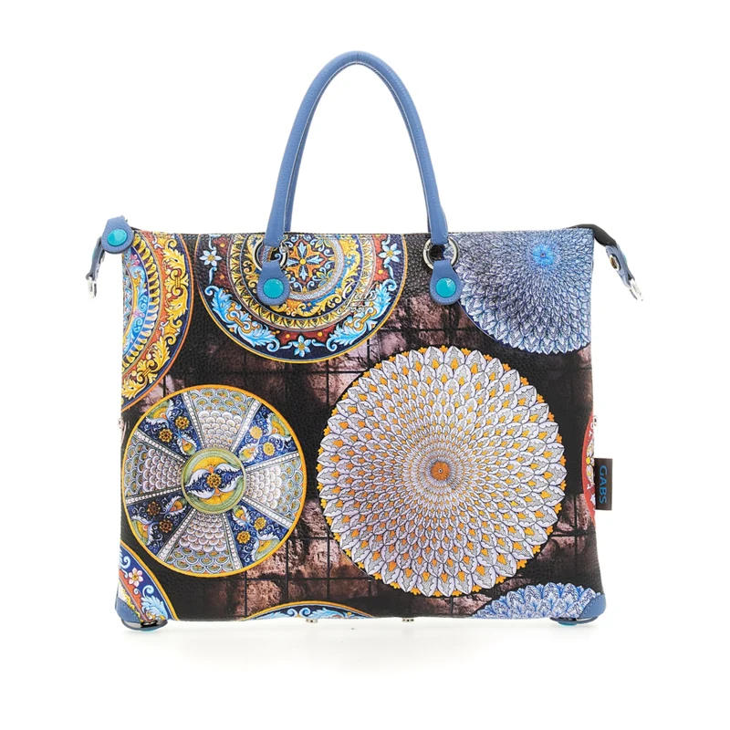 Borsa Donna a Mano con Tracolla GABS G3 PLUS Holiday in Pelle stampa Piatti Ravello Medium