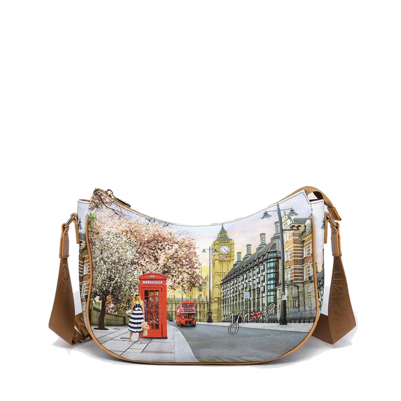 Borsa Donna Hobo Bag a Tracolla Y NOT YES-628 Stampa English Rose