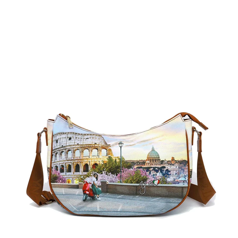 Borsa Donna Hobo Bag a Tracolla Y NOT YES-628 Stampa Italian Love