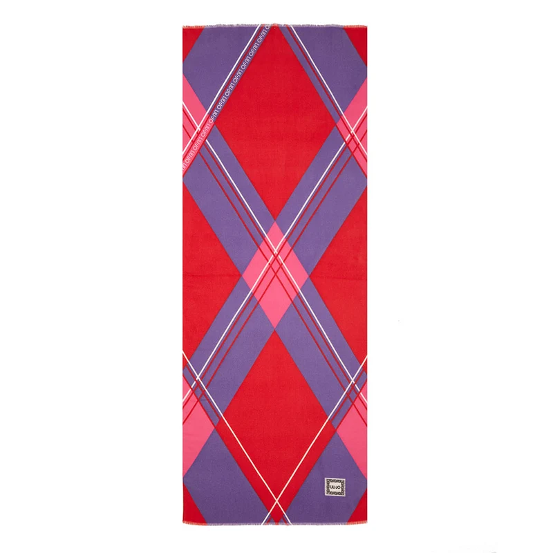 Stola Donna 180 x 70 cm LIU JO in Tessuto con Stampa Rombi Rosso e Viola