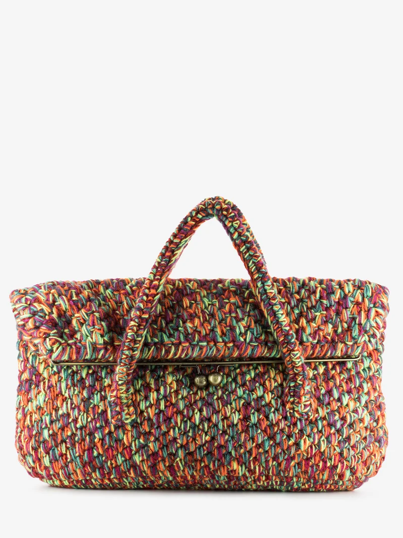 Shopper grande uncinetto multicolor