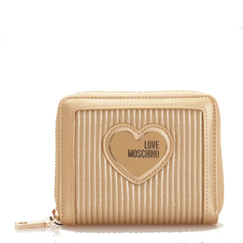 Portafoglio Donna Piccolo Zip Around LOVE MOSCHINO linea Pleated Oro