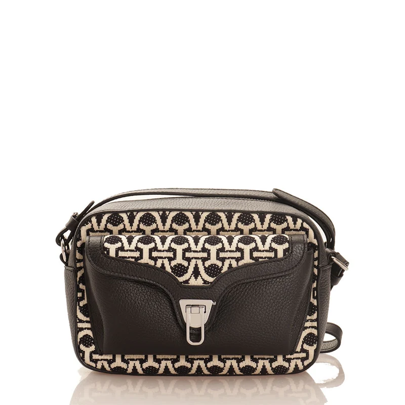 Borsa Donna a Tracolla COCCINELLE in Tessuto e Pelle Multi Noir linea Beat Monogram