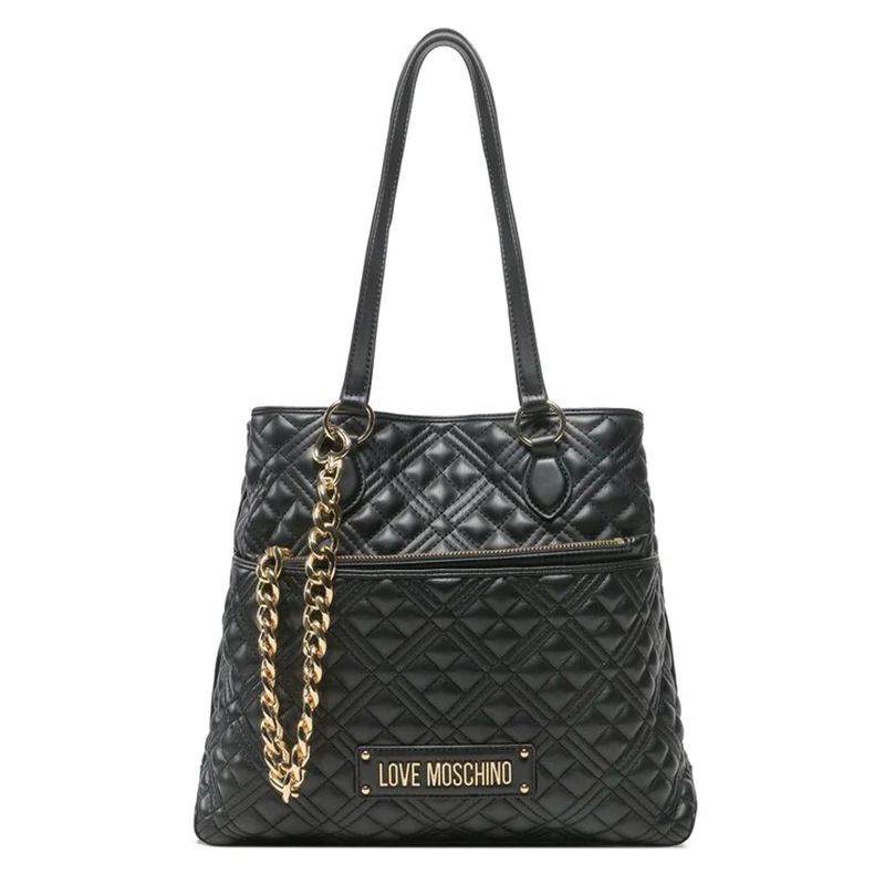 Borsa Donna a Spalla LOVE MOSCHINO linea Shiny Quilted colore Nero con Catena