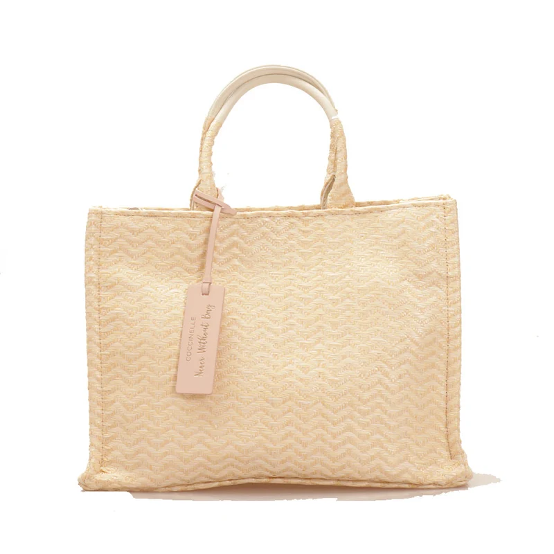 Borsa Donna a Mano COCCINELLE in Tessuto Jacquard e Pelle Linea Never Without Bag colore Silk Misura Media