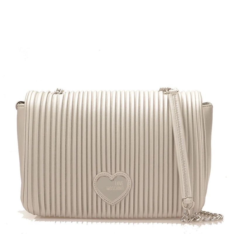 Borsa Donna a Spalla e a Tracolla LOVE MOSCHINO linea Pleated colore Argento