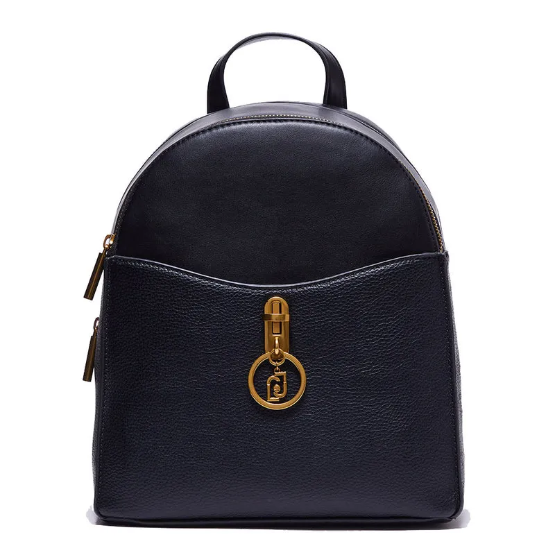 Zaino Donna Doppio Scomparto LIU JO Ecosostenibile Nero con Charm Logato